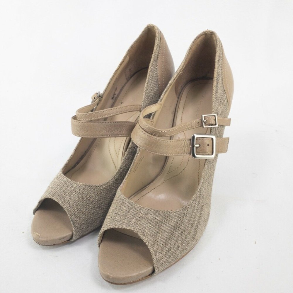 Tahari Beige Peep Toe Heels